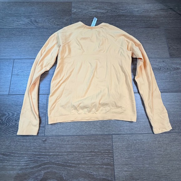 Athleta Girl Power Up Seamless Long Sleeve Top Orange L/12 Athletic Everyday - Picture 1 of 12